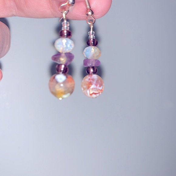 New Beautifully Handcrafted Beaded Dangle Earrings w/Natural Healing Properties - Picture 7 of 13